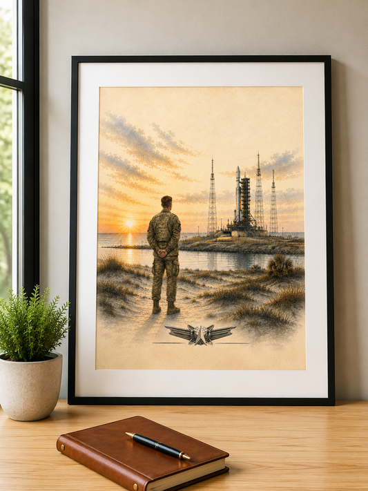 Rocket Launch “Standing Watch” | Military Space Fine Art Print
