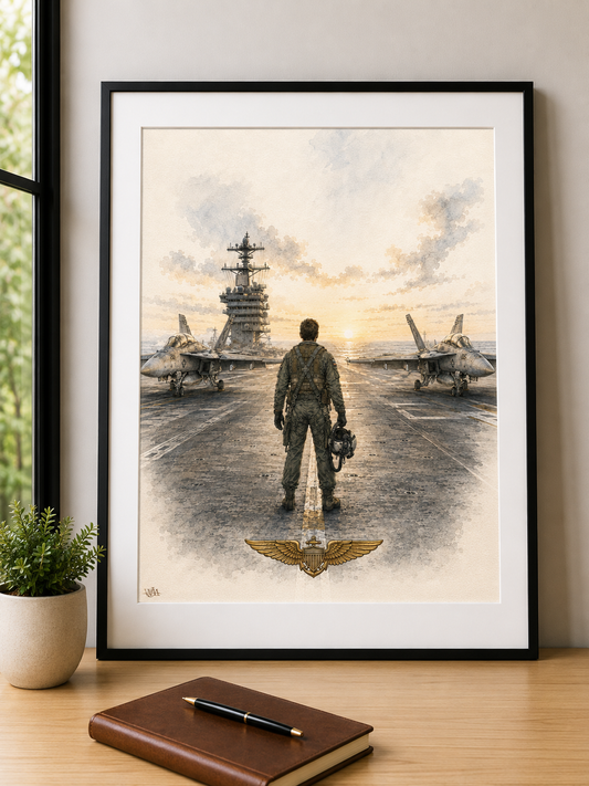 F-18 Male Pilot on the Flight Deck | Rolled Fine Art Print