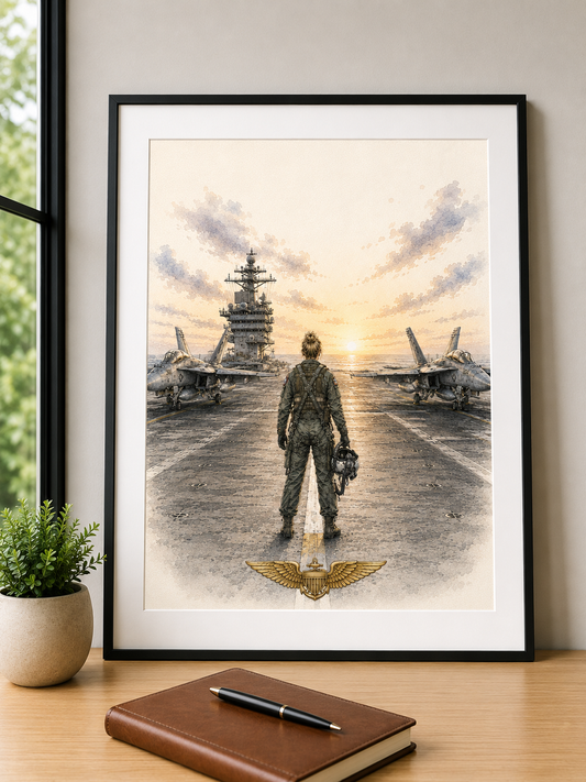 F-18 Female Pilot on the Flight Deck | Fine Art Print