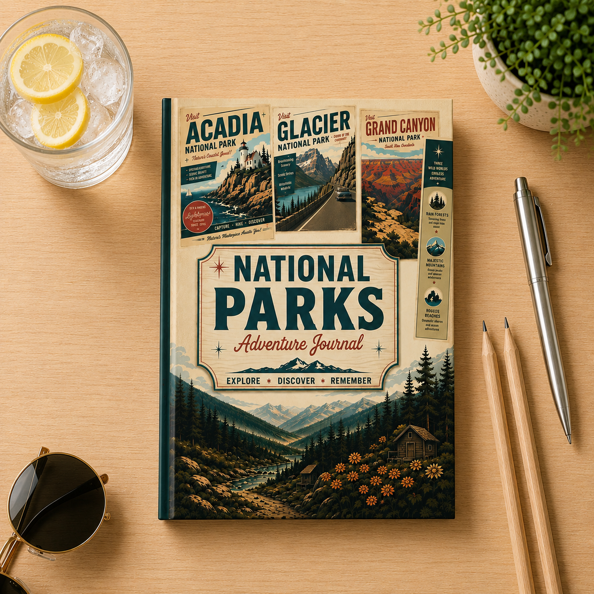 National Parks Hardcover Journal | Vintage Travel Notebook