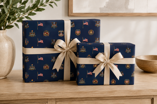 Blue Vintage Americana Wrapping Paper | Patriotic Heritage Gift Wrap