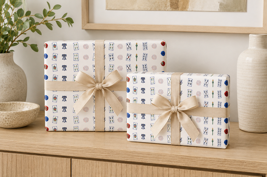 White Liberty Mahjong Wrapping Paper | Patriotic Americana Gift Wrap