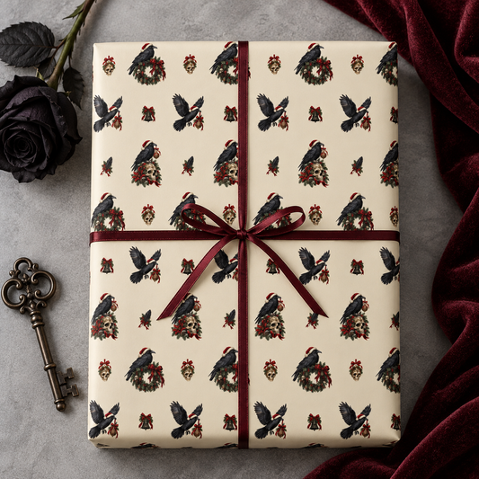 Raven Gothic Christmas Wrapping Paper | Gothmas Gift Wrap