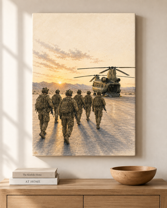 Fire Team on the Mission | Military Aviation Canvas Art
