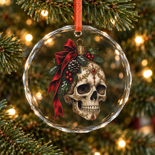 Gothic Christmas Skull | Glass Ornament | Victorian Gothmas Decor