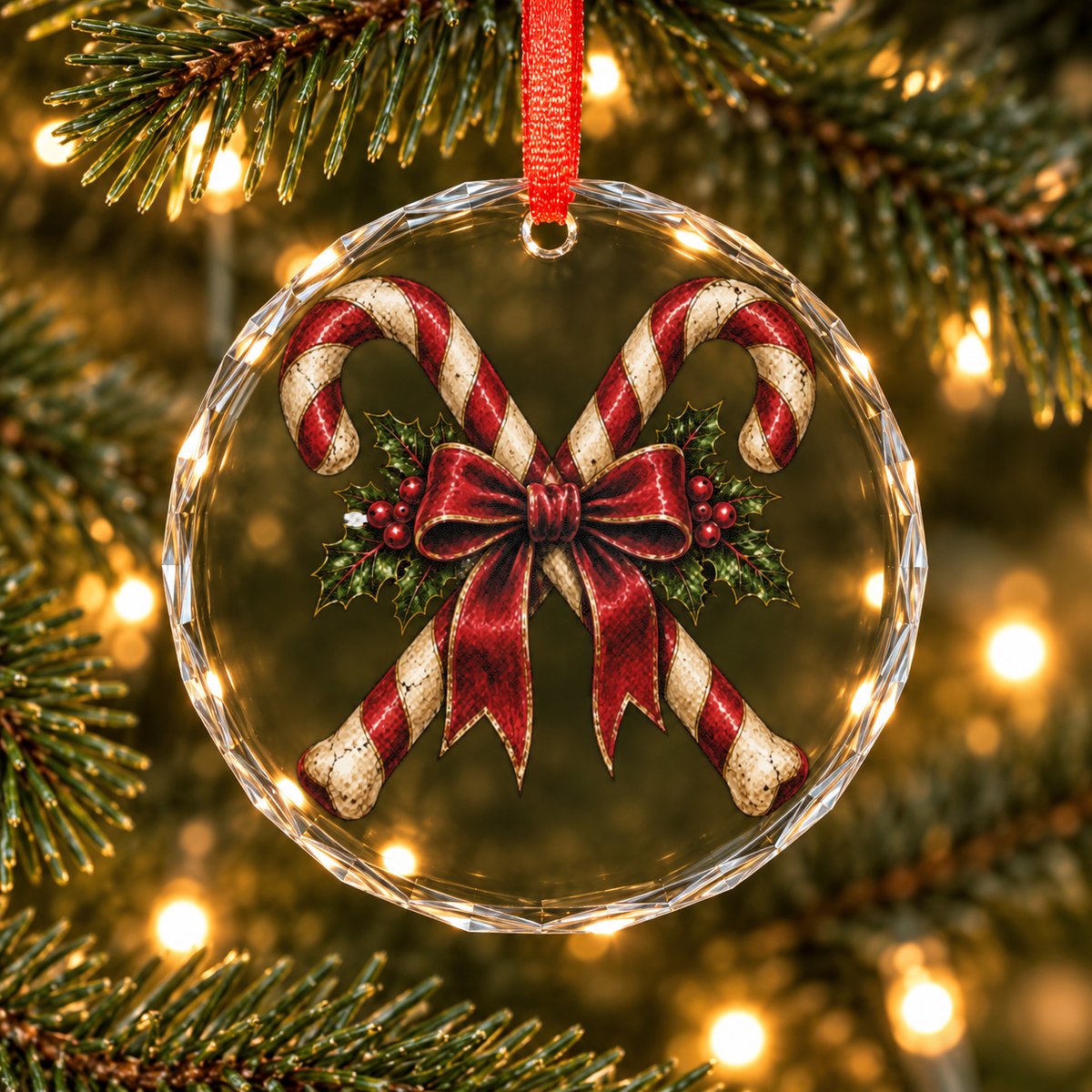 Crossed Candy Canes | Gothic Christmas Glass Ornament | Gothmas