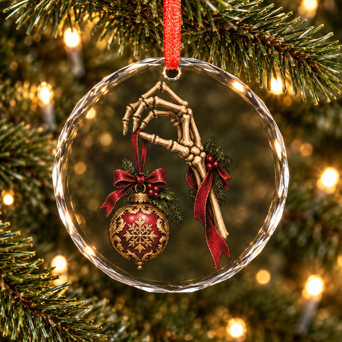 Skeleton Hand | Gothic Christmas Glass Ornament | Gothmas