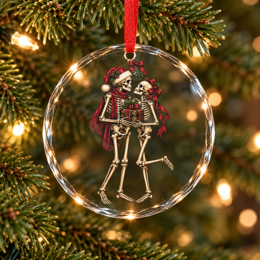 Skeleton Couple | Gothic Christmas Glass Ornament | Gothmas