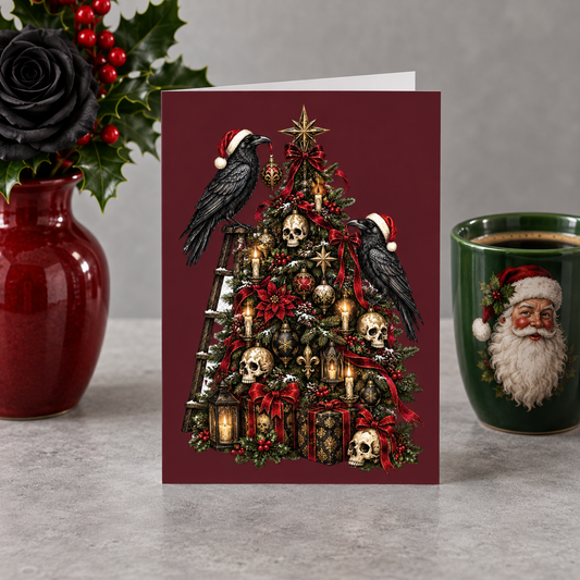 Gothmas Raven Christmas Tree | Gothic Christmas Cards Set of 10