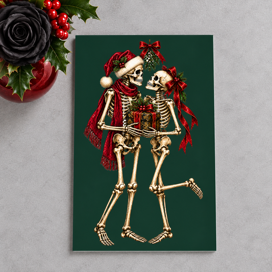 Gothmas Skeleton Mistletoe Christmas | Gothic Christmas Cards Set of 10