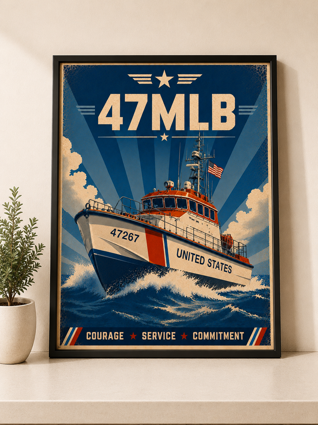 47 MLB Vintage Art Poster | Motor Lifeboat Search & Rescue Wall Art
