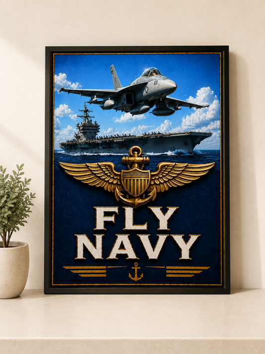 Fly Navy Vintage Art Poster | Naval Aviation & Carrier Wall Art