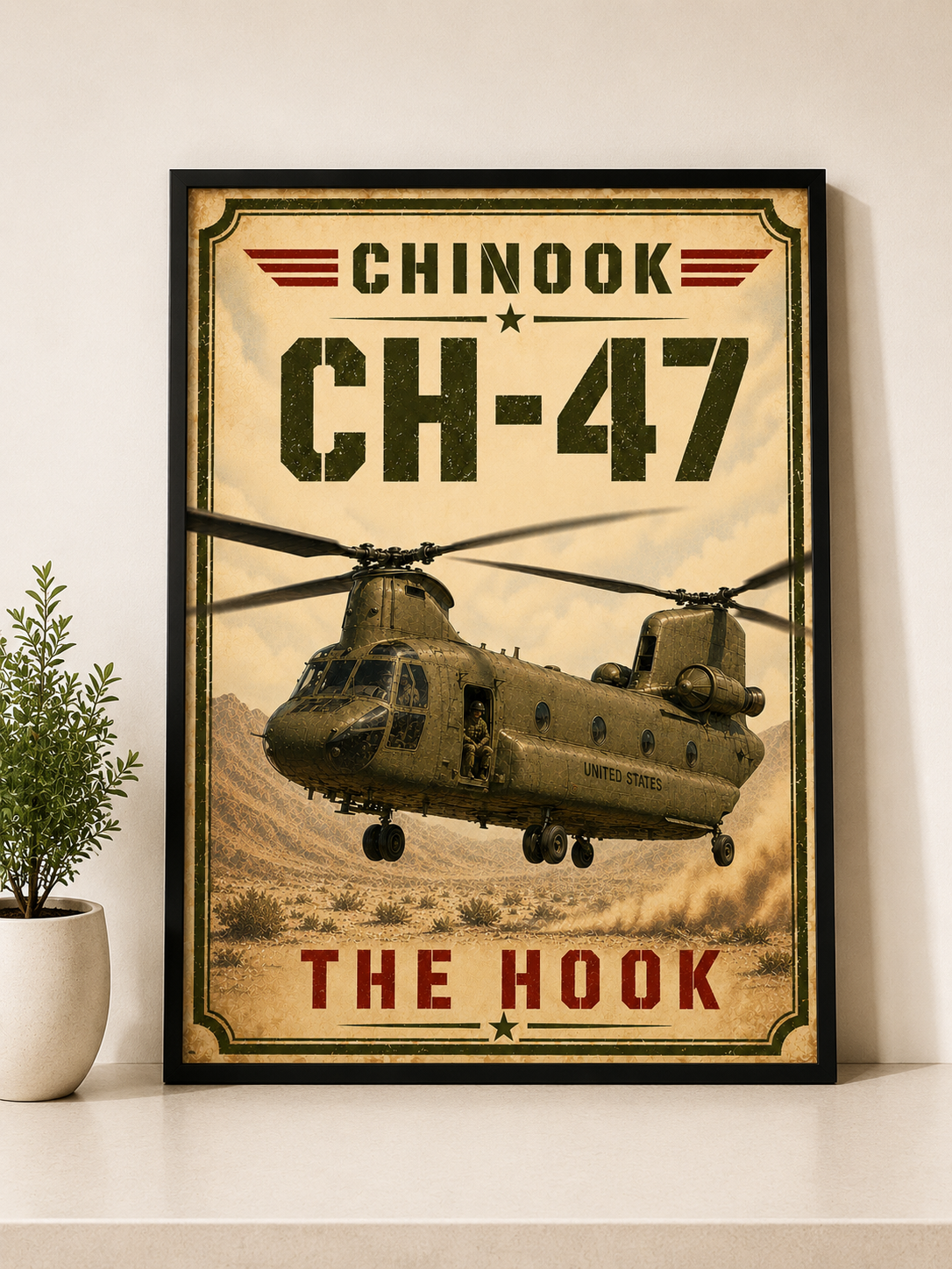 CH-47 Chinook Vintage Art Poster | Heavy-Lift Helicopter Wall Art