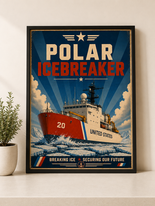 Polar Icebreaker Vintage Art Poster | Maritime Service Wall Art