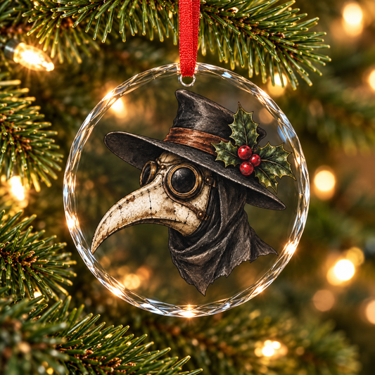 Gothmas Plague Doctor with Holly | Gothic Christmas Ornament