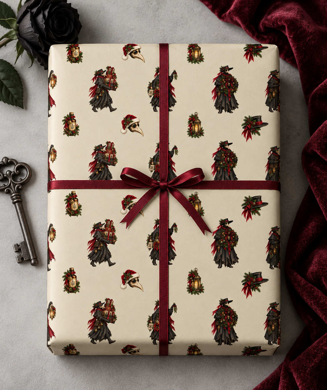 Gothmas Plague Doctor | Gothic Christmas Wrapping Paper