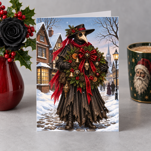 Gothmas Plague Doctor Wreath | Gothic Christmas Cards Set of 10