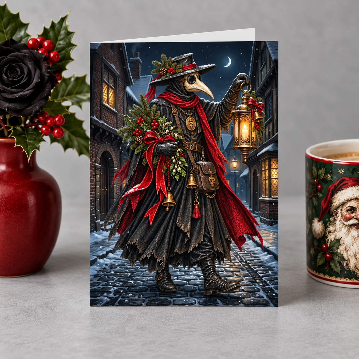 Gothmas Plague Doctor Lantern | Gothic Christmas Cards Set of 10