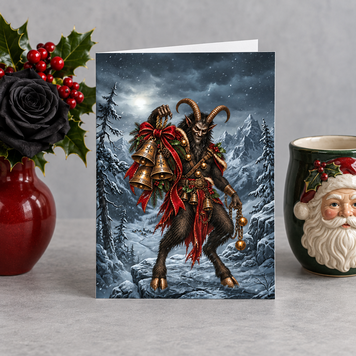 Gothmas Krampus Christmas Bells | Gothic Christmas Cards Set of 10