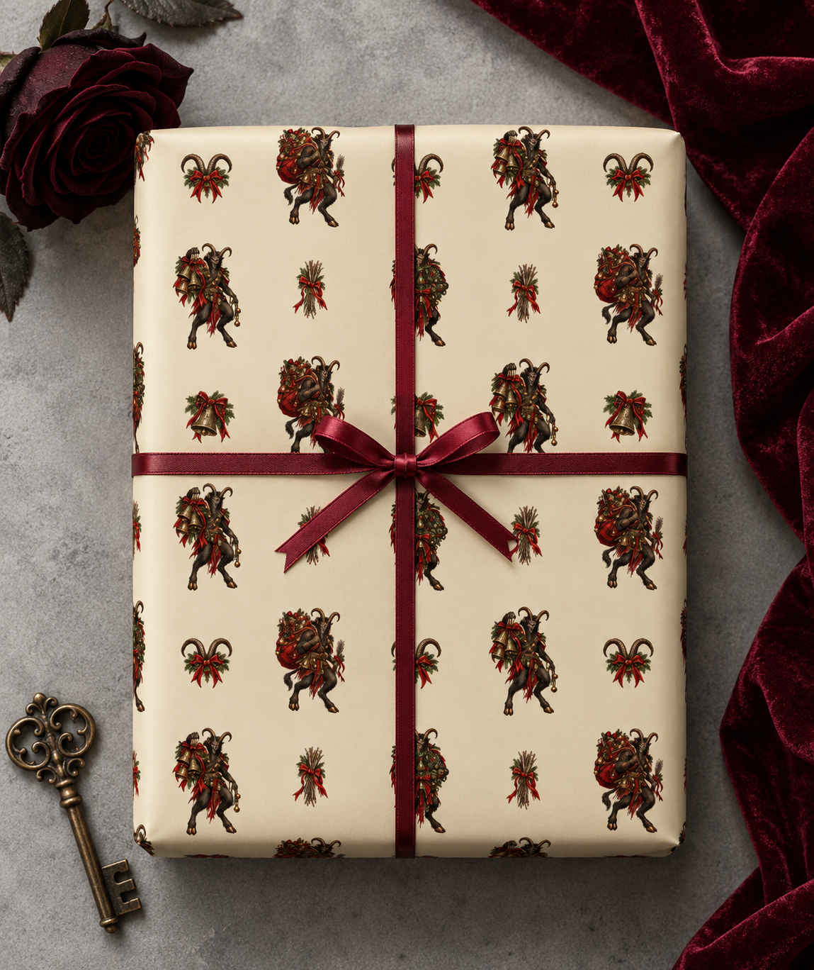 Gothmas Krampus Wrapping Paper | Gothic Christmas Gift Wrap