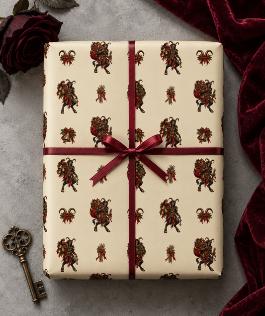 Gothmas Krampus Wrapping Paper | Gothic Christmas Gift Wrap