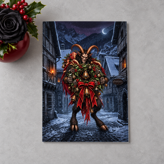 Gothmas Krampus Christmas Wreath | Gothic Christmas Cards Set of 10