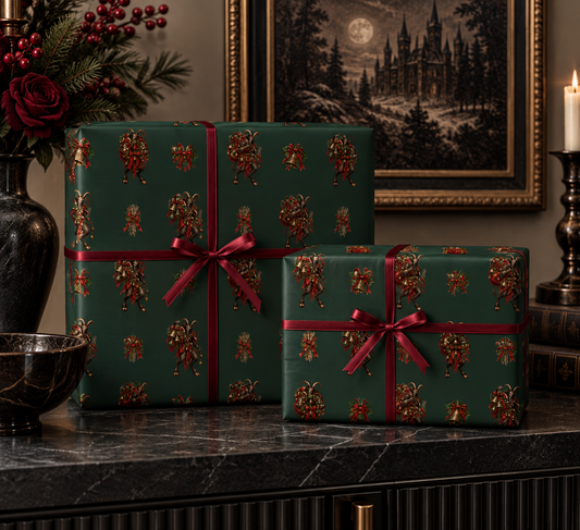 Krampus Wrapping Paper | Gothmas Forest Green Christmas Gift Wrap