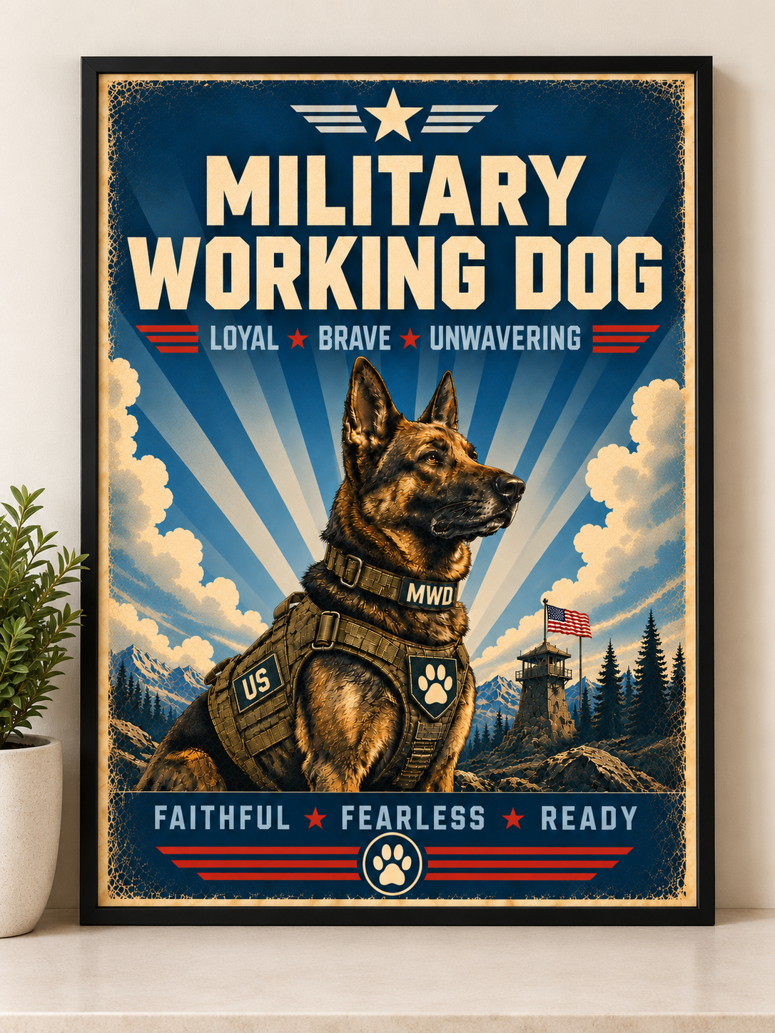Military Working Dog Poster | Vintage Military K9 Wall Art
