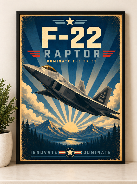 F-22 Raptor Poster | Vintage Fighter Jet Aviation Wall Art
