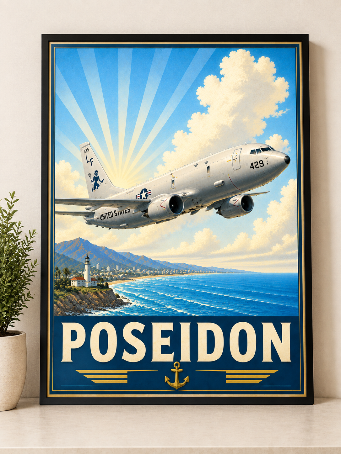 P-8 Poseidon Vintage Art Poster | Maritime Patrol Aviation Wall Art