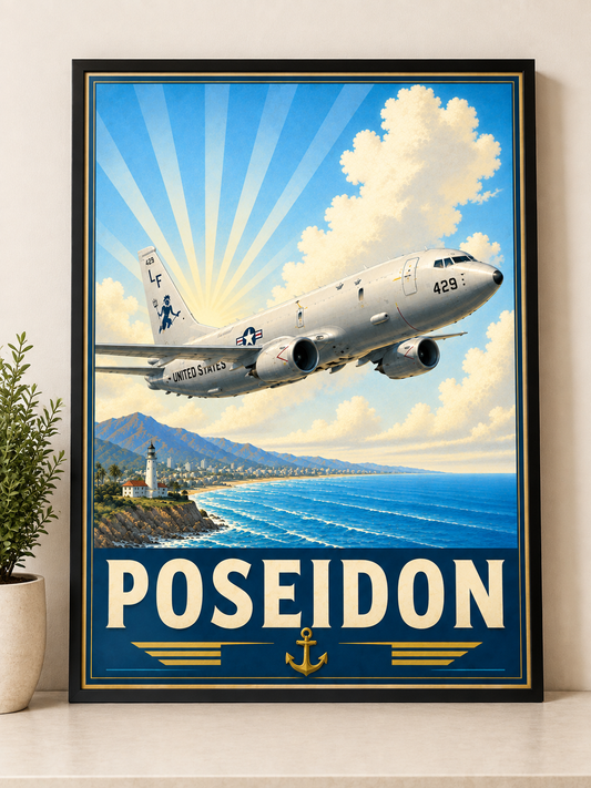 P-8 Poseidon Vintage Art Poster | Maritime Patrol Aviation Wall Art