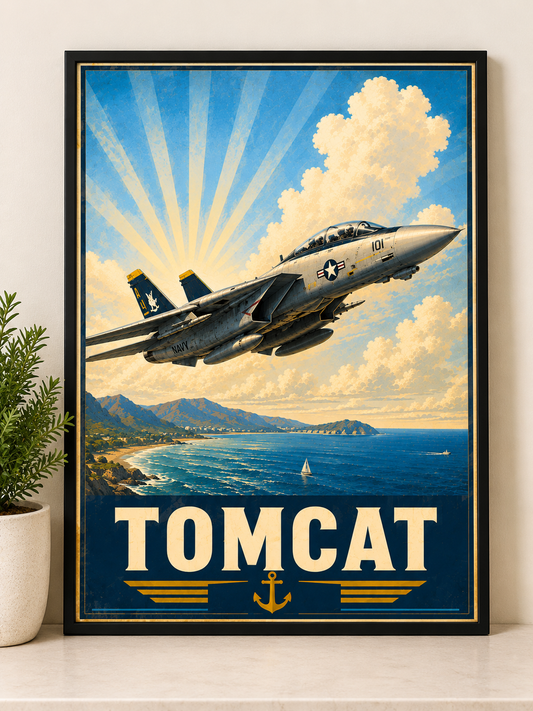 F-14 Tomcat Vintage Art Poster | Naval Aviation Fighter Wall Art