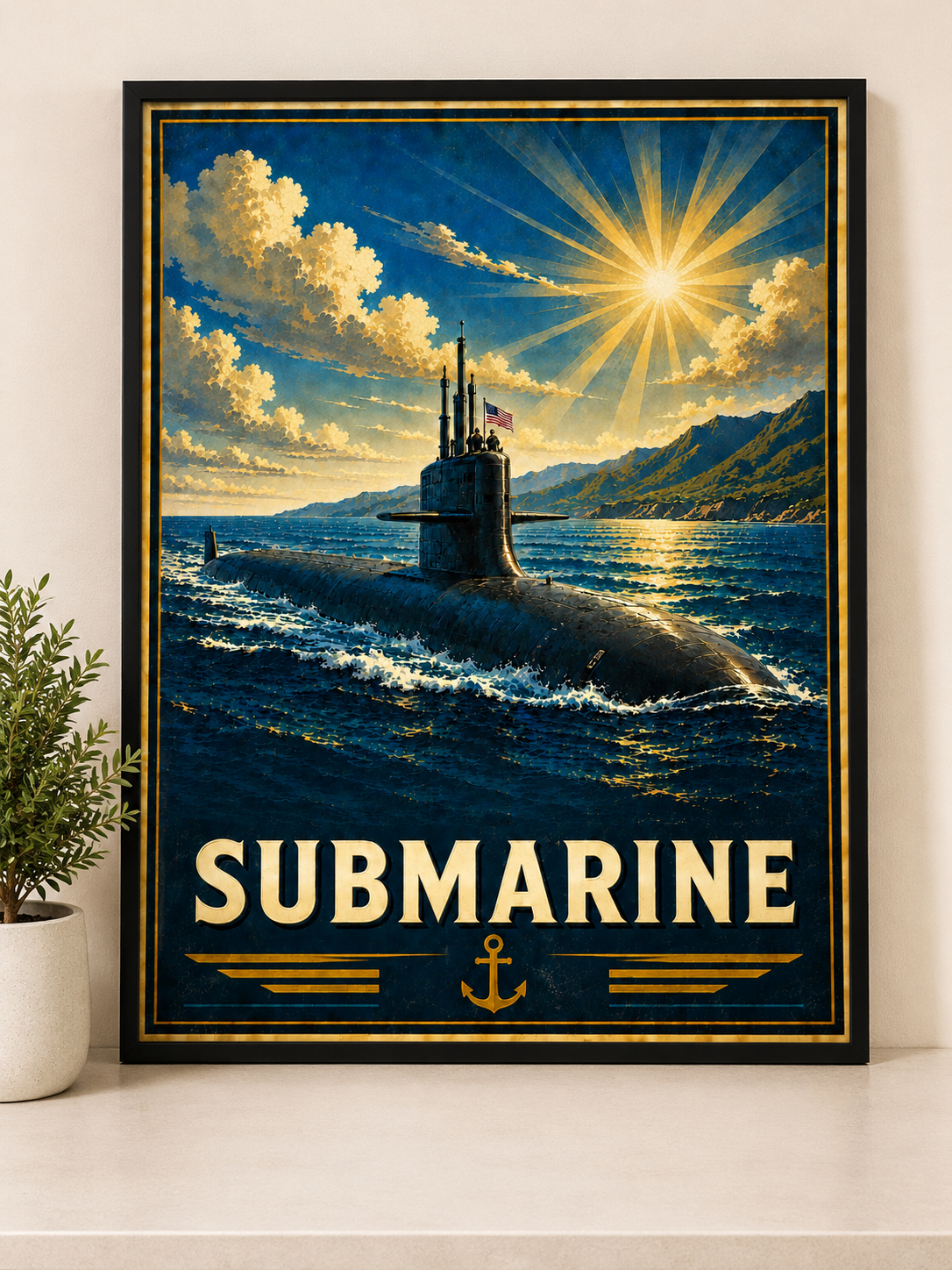 Submarine Vintage Art Poster | Naval Heritage Wall Art