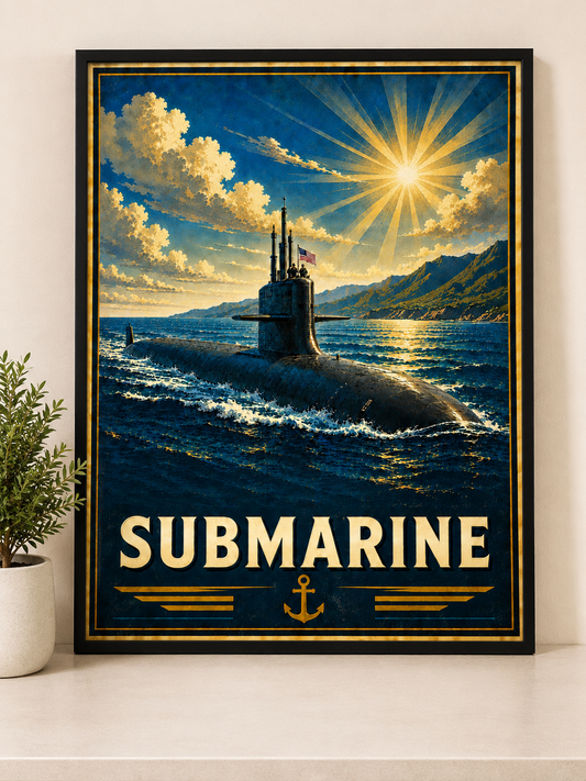 Submarine Vintage Art Poster | Naval Heritage Wall Art