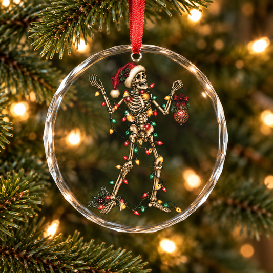 Skeleton in Lights | Gothic Christmas Glass Ornament | Gothmas